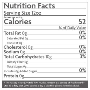 Nutritional facts: Tio's Water Kefir; Ginger Lemon